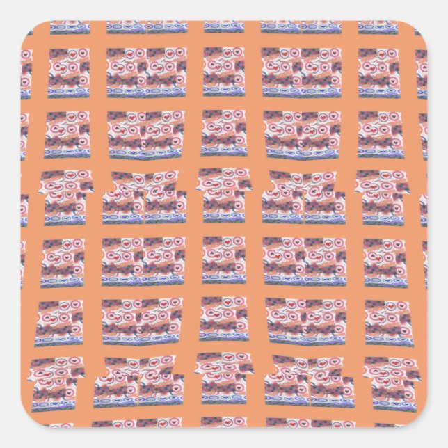 Sticker Carré Œuvre d'art unique et élégante à motif de cœur pou (Devant)