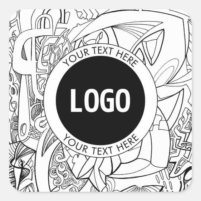Sticker Carré Oeuvre d'origine moderne et logo (Devant)