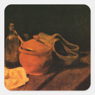 Sticker Carré Oeuvres d'art, Bouteilles et Clochons de Vincent v