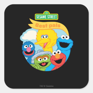 Sticker Carré Œuvres d'art de personnages de Sesame Street