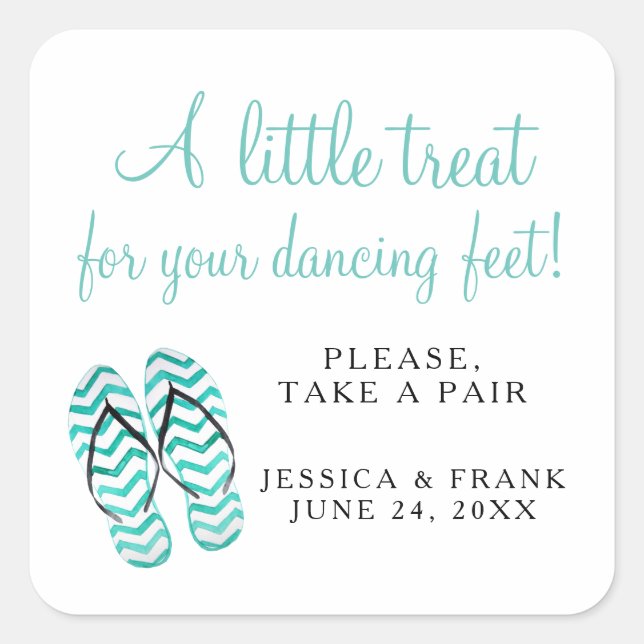 Sticker Carré Offrez-Vous Vos Pieds De Danse Mariages Flip Flops (Devant)