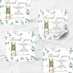 Sticker Carré Oh Baby Boho Eucalyptus Baby shower