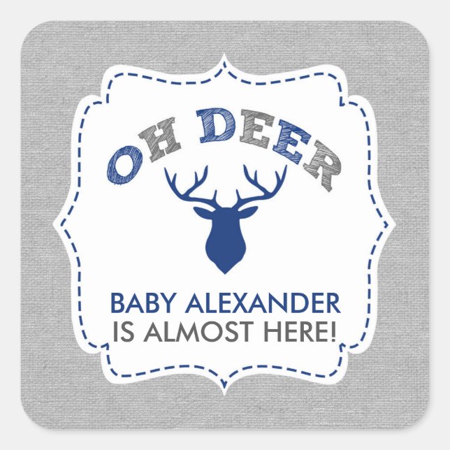 Sticker Carré OH baby shower de la balle de DEER faveur / envelo (Devant)