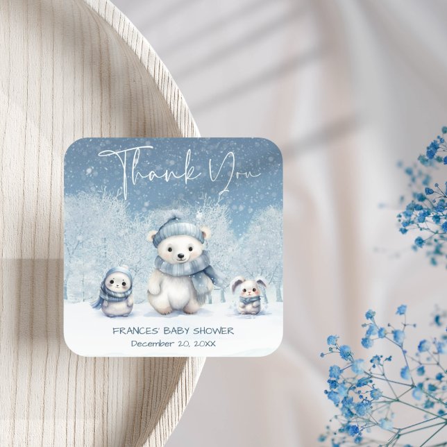 Sticker Carré Oh Boy Winter | Baby shower des bois (Créateur téléchargé)