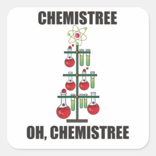 Sticker Carré Oh Chemistree maître en chimie de Noël