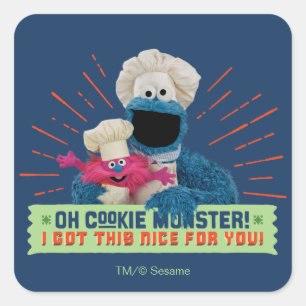 Sticker Carré Oh Cookie Monster ! J'Ai Compris Ça Bien Pour Toi