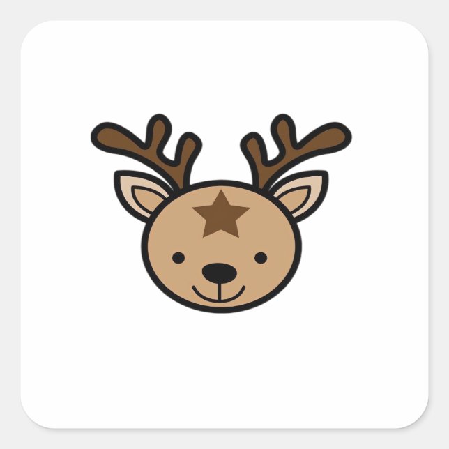 Sticker Carré Oh Cute Deer Minimal Design  (Devant)