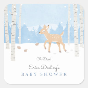 Sticker Carré Oh Deer - c'est un cerf baby shower en forêt ennei