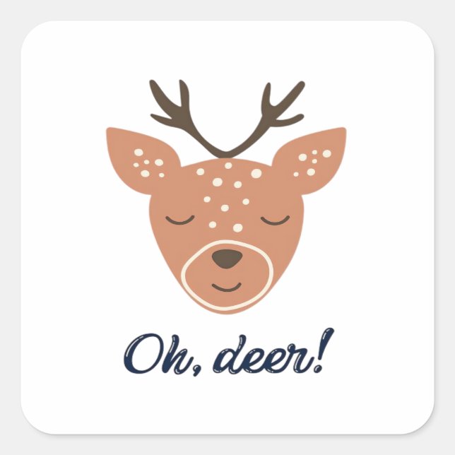 Sticker Carré Oh Deer Deer Love Save The Deer Creative Design (Devant)