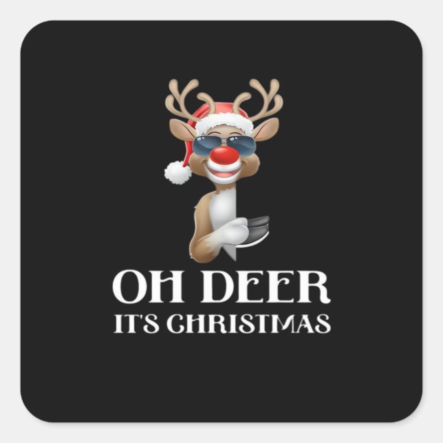 Sticker Carré Oh Deer Its Christmas Reindeer Style  (Devant)