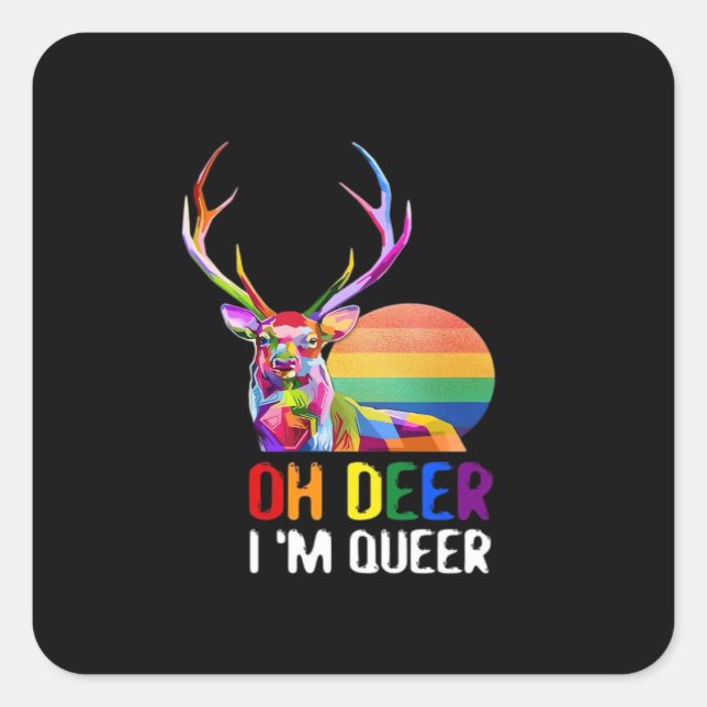 Sticker Carré Oh Deer Queer Minimal Modern Style  (Devant)