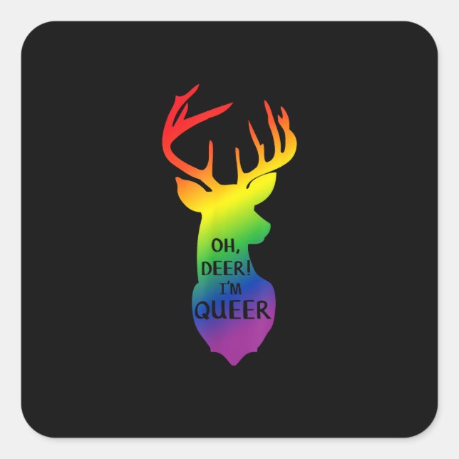 Sticker Carré Oh Deer Queer Pride Celebration Funny LGBT Gift 