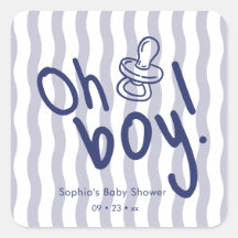 Oh Garçon Bleu Rayures Ondulées Baby Shower