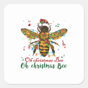 Sticker Carré Oh Joyeux cadeau d'abeille de Noël