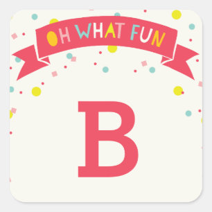 Sticker Carré Oh Quelle Joie Douce Fille au Confettis Anniversai