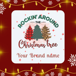 Sticker Carré OH sapin de Noël Votre marque Corporate Bulle