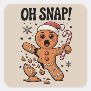 Sticker Carré Oh Snap ! Chapeau de Père Noël en biscuit de Noël 