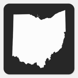 Sticker Carré Ohio en blanc et noir