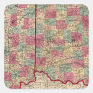 Sticker Carré Ohio et Indiana 3