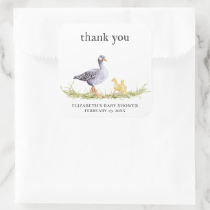 Sticker Carré Oie de Ferme Rustique Cadeau de Baby Shower