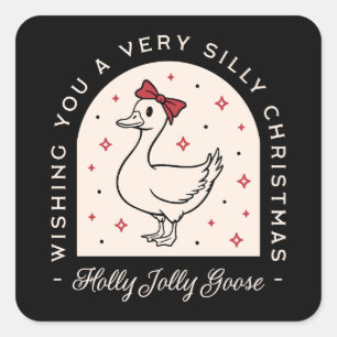 Sticker Carré Oie stupide drôle animal de ferme Noël