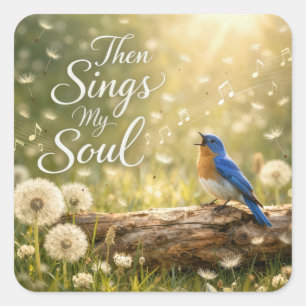Sticker Carré Oiseau Bleu Chantant Puis Chante Mon Âme