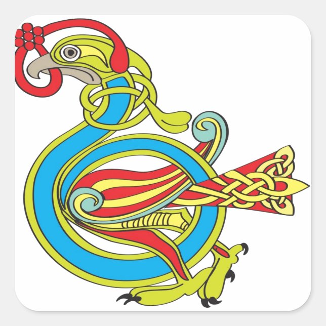 Sticker Carré Oiseau celtique (Devant)