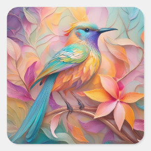 Sticker Carré Oiseau-chanteur à gorge violette Imaginaire