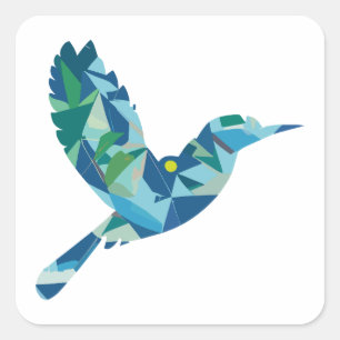 Sticker Carré Oiseau de couleur géométrique