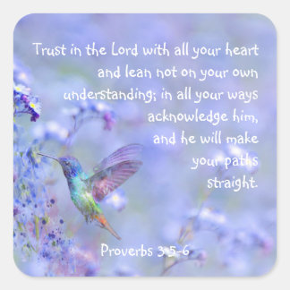 Sticker Carré Oiseau de mer Jardin bleu Floral BibleÉcriture