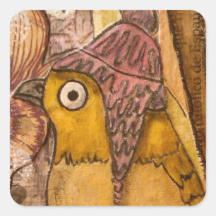Sticker Carré Oiseau multimédia mixte avec Casquette