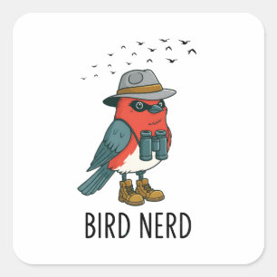 Sticker Carré Oiseau Nerd drôle Oiseau observer Oiseau Oiseau Am