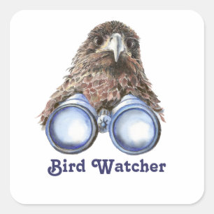 Sticker Carré Oiseau Observation Vous Humour animal aquarelle