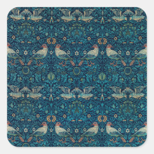 Sticker Carré Oiseau par William Morris, textile artistique de j