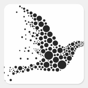 Sticker Carré Oiseau volant noir