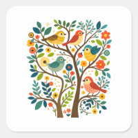 Oiseaux et fleurs Art populaire scandinave