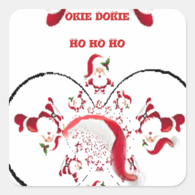 Sticker Carré Oki Dokie Père Noël ! (Devant)