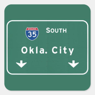 Sticker Carré Oklahoma City ok Autoroute Interstate Freeway :