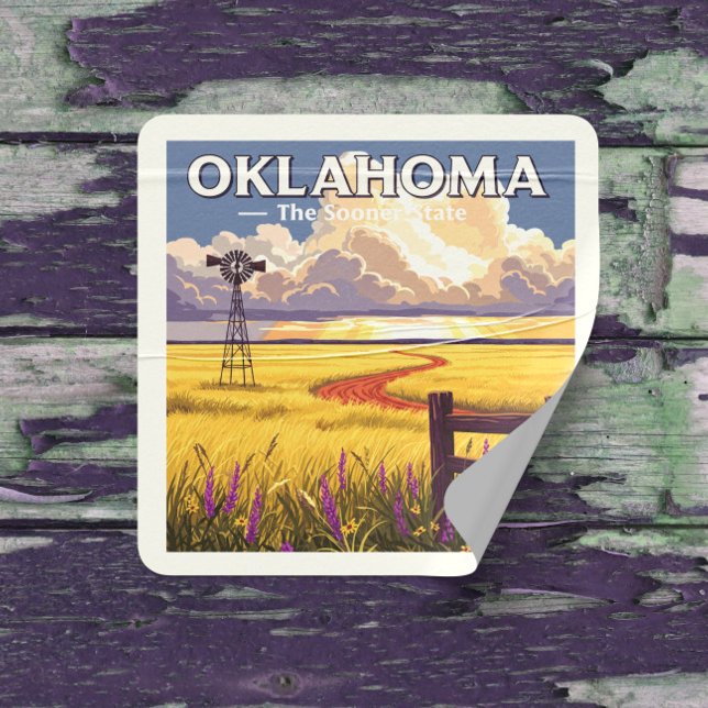 Sticker Carré Oklahoma vintage (Créateur téléchargé)