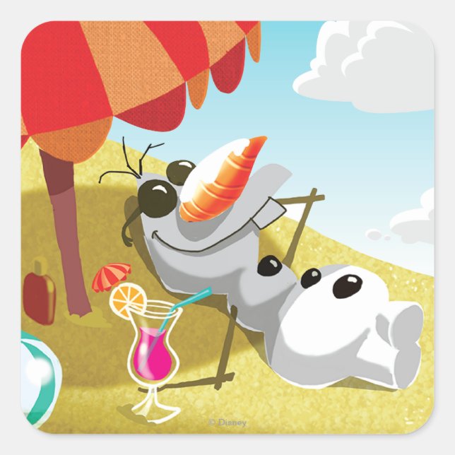 Sticker Carré Olaf | Chillin' dans le soleil (Devant)