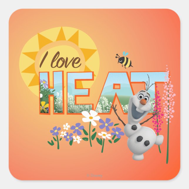 Sticker Carré Olaf | J'aime la chaleur et le soleil (Devant)