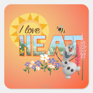 Sticker Carré Olaf   J'aime la chaleur et le soleil