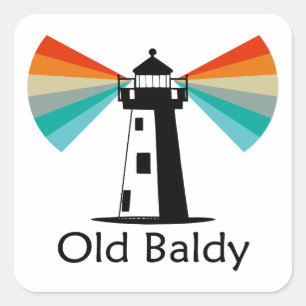 Sticker Carré Old Baldy Lighthouse Rainbow