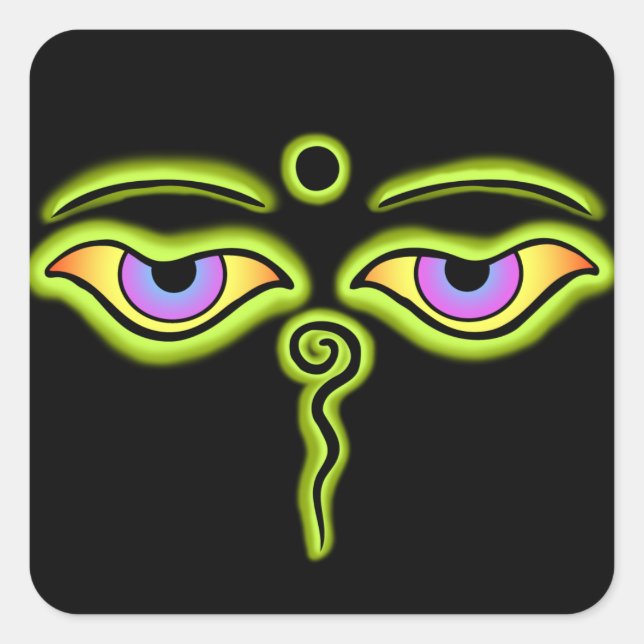 Sticker Carré Olive Bouddha Eyes.png (Devant)