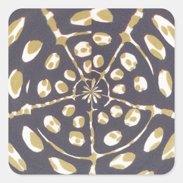 Sticker Carré Olive Green Polka Point Radial Motif Art Imprimer (Devant)