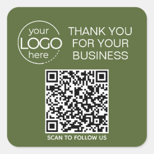 Sticker Carré Olive Green QR Code Smart Contact
