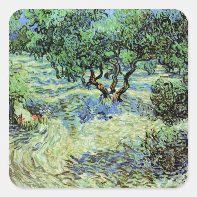 Sticker Carré Olive Grove par Vincent van Gogh (Devant)