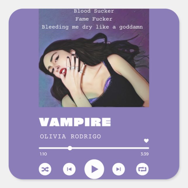 Sticker Carré Olivia Rodrigo Vampire (Devant)