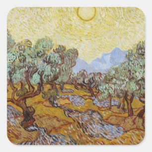Sticker Carré Oliviers de Vincent van Gogh  , 1889