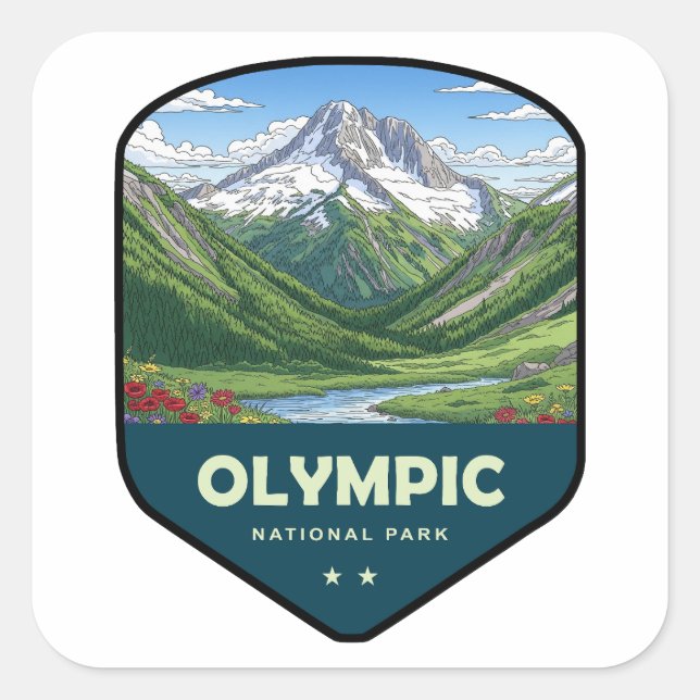 Sticker Carré Olympic National Park Shield (Devant)